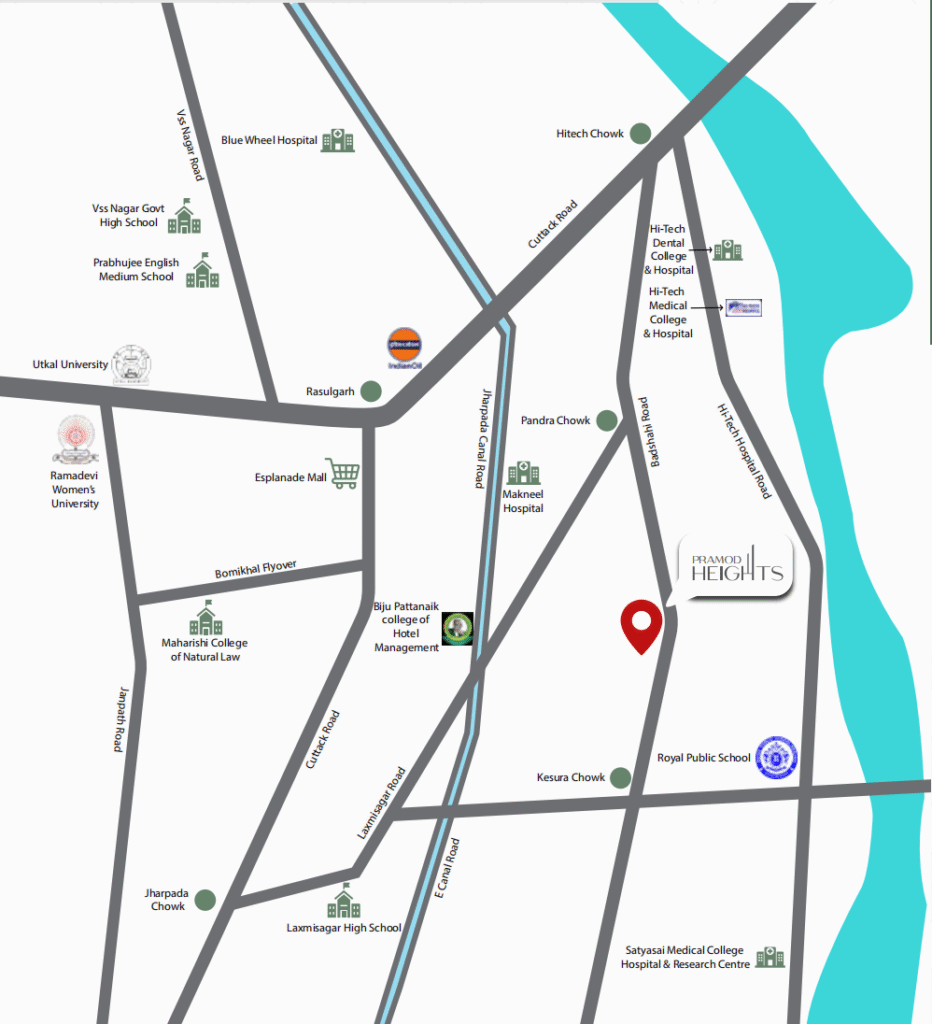 Shree Pramod Heights location map in Rasulgarh Bhubaneswar